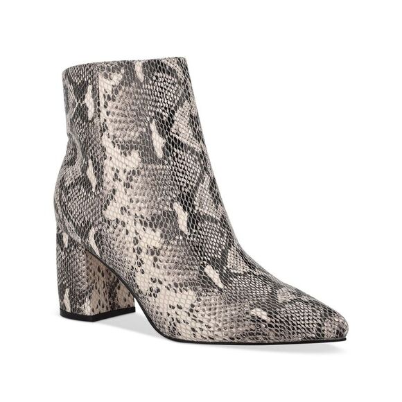 MARC FISHER Womens Beige Snakeskin Retire Pointed Toe Block Heel Booties 6.5 M - Picture 1 of 4